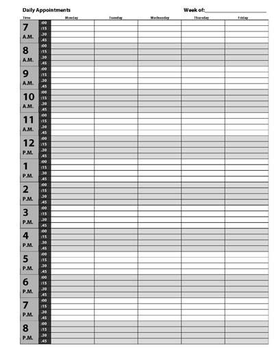 appointment book template | free daily time blocking template | time blocking planner