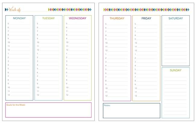 colorful arrow header time blocking printable | time blocking template google sheets | time blocking template notion