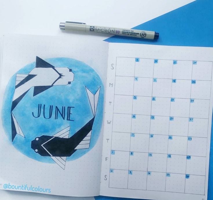 ocean blue theme | bullet journal weekly spread | bullet journal ideas