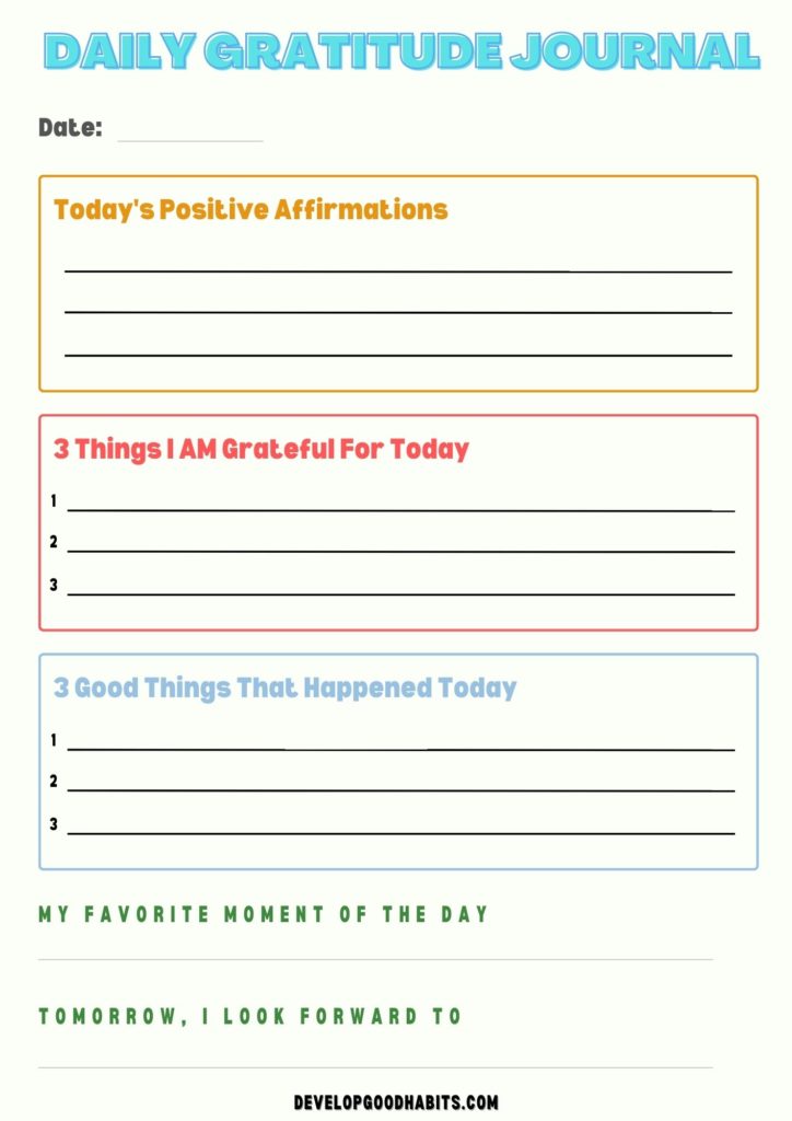 printable gratitude journal template | daily gratitude journal | gratitude journal templates examples