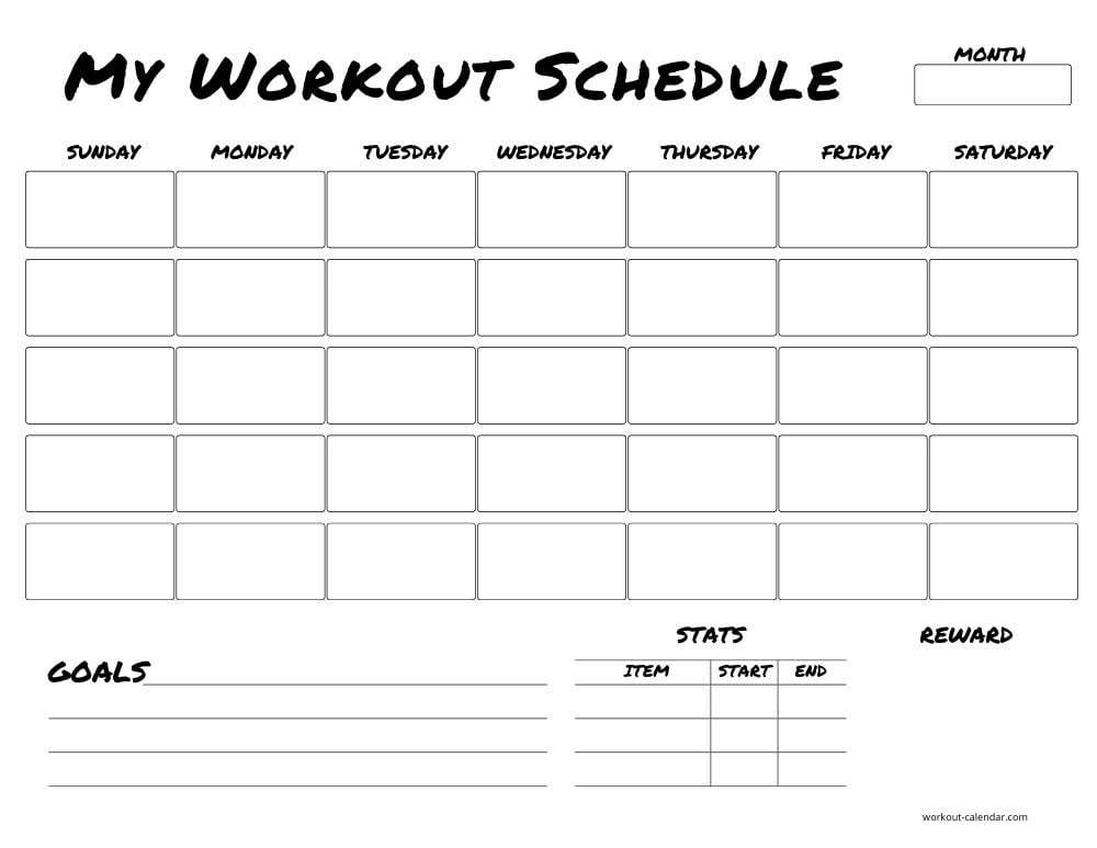 cute workout calendar template | monthly workout calendar template | 30 day workout calendar template