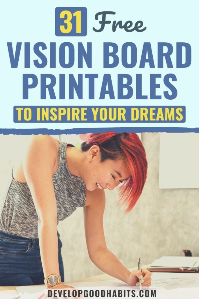 fitness vision board printables | printable vision board cards | vision board template pdf