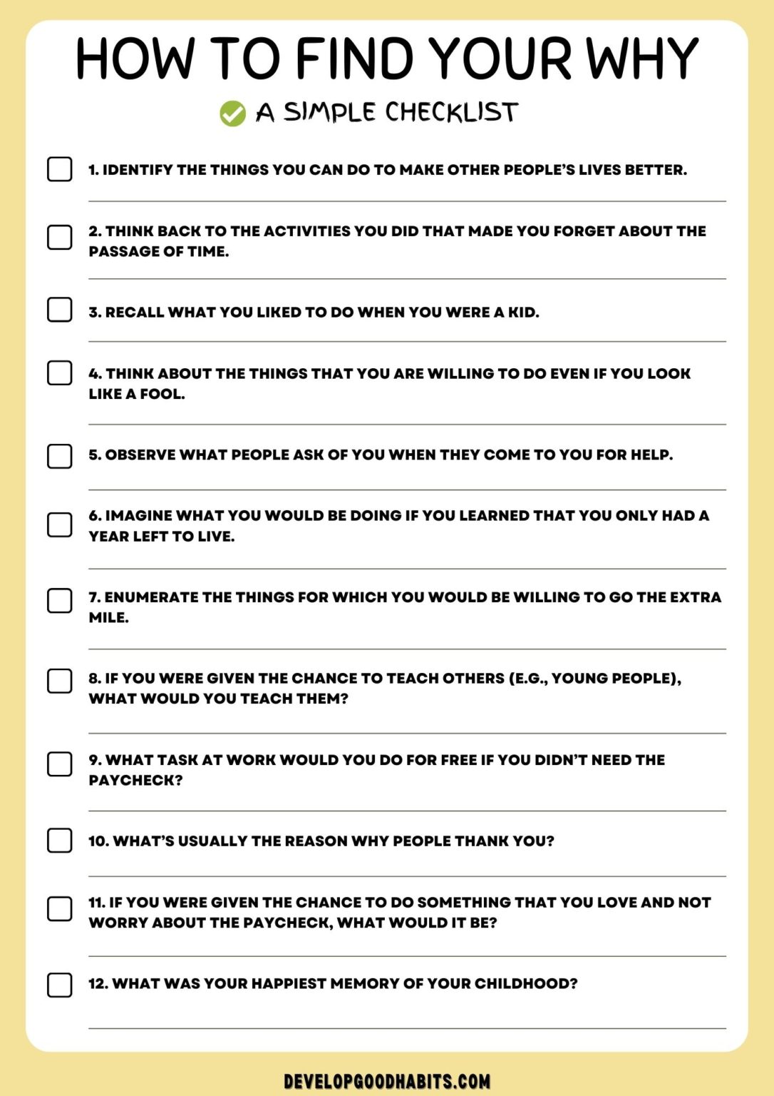 14 Best Find Your Why Worksheets on the Internet | Develop Good Habits