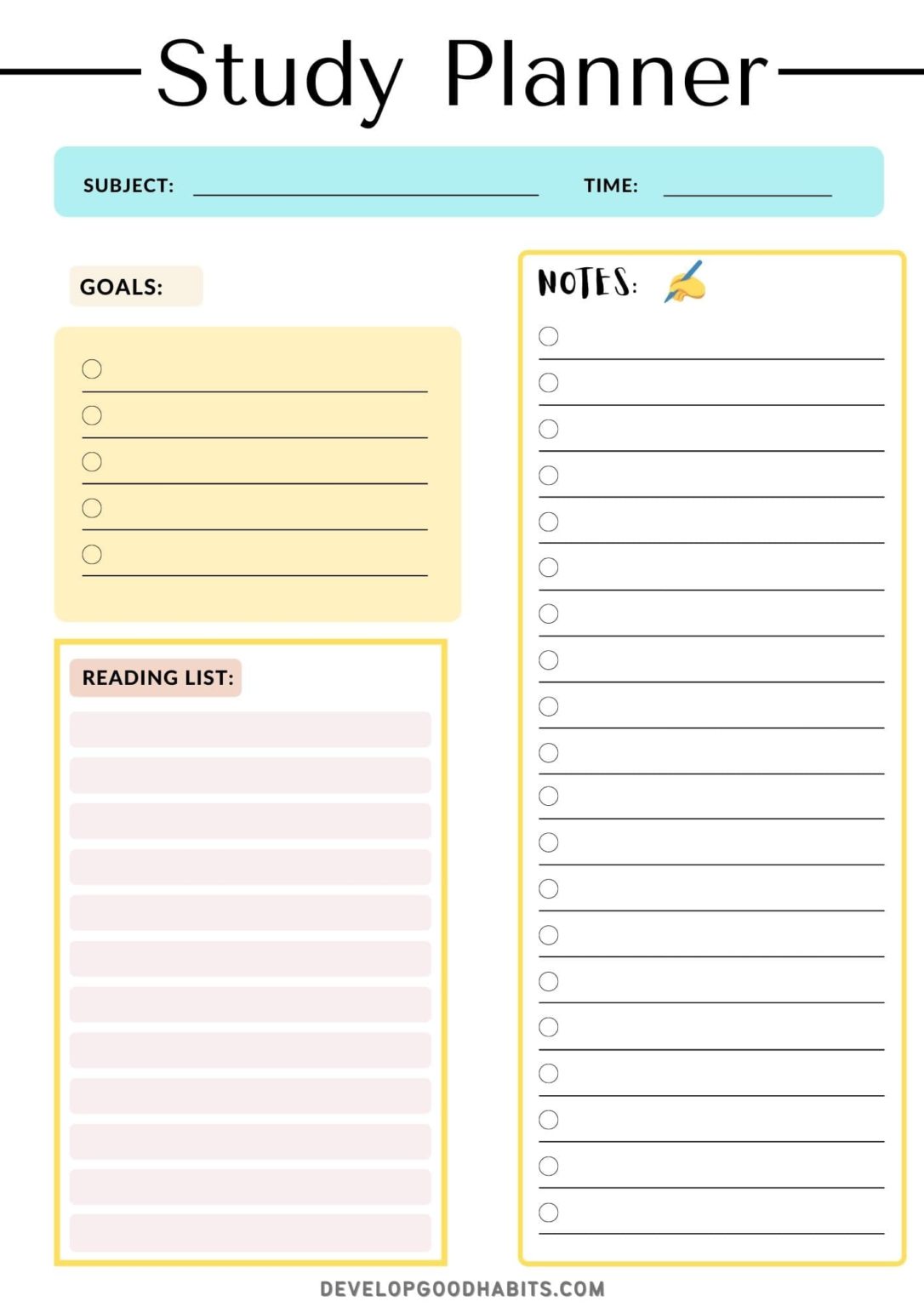 28 Study Plan Templates to Edit, Download, and Print | Develop Good Habits