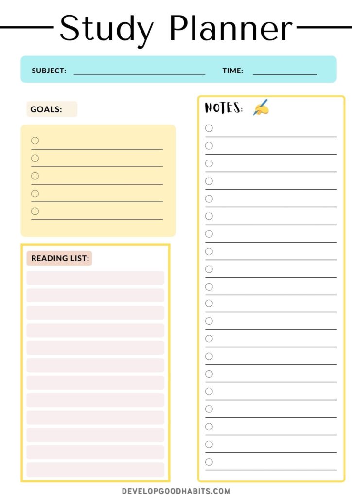 study plan template | study plan template excel | study plan template word