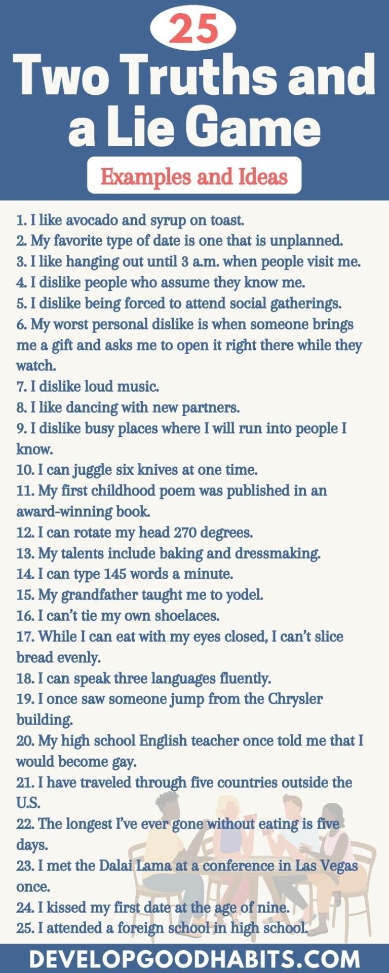 99 Fun Two Truths and a Lie Game Examples & Ideas – Self Help Resources