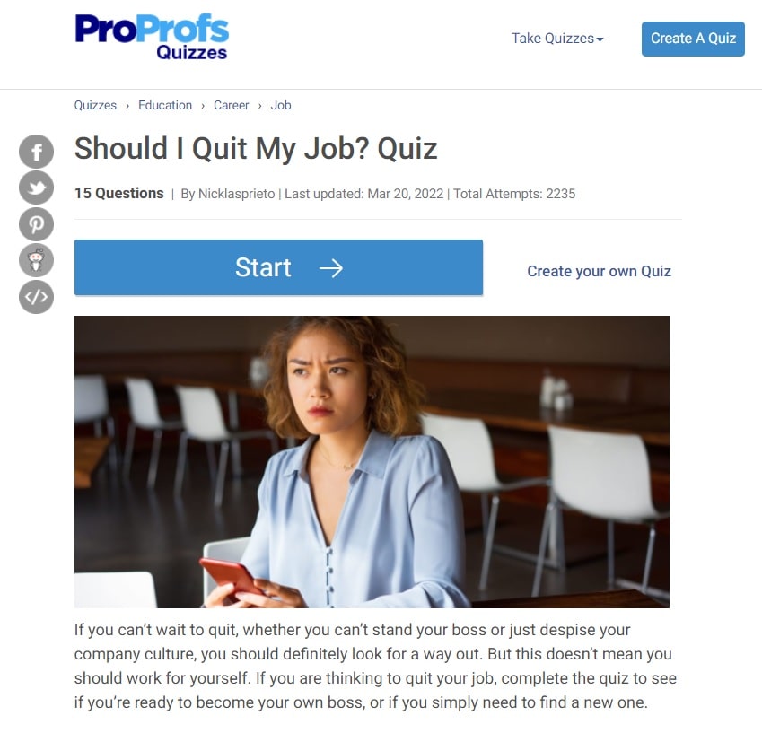 should i quit my new job quiz | quiz if i should quit my job | will it look bad if i quit my job