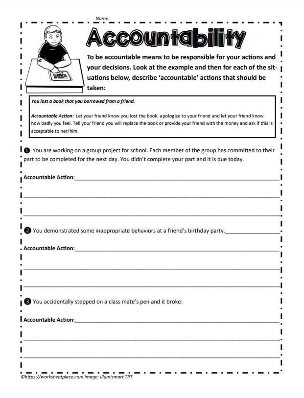 accountability in addiction recovery worksheets | accountability and responsibility worksheets | accountability worksheets