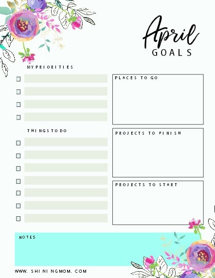 printable monthly goals template | notion monthly goals template | monthly business goals template