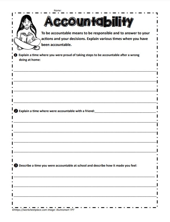 accountability worksheet for adults | personal accountability pdf | accountability worksheets for students