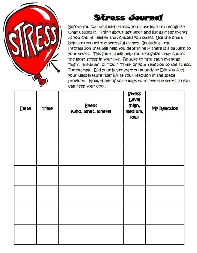 stress management worksheets for middle school | stress management worksheets for highschool students | stress management worksheets for groups
