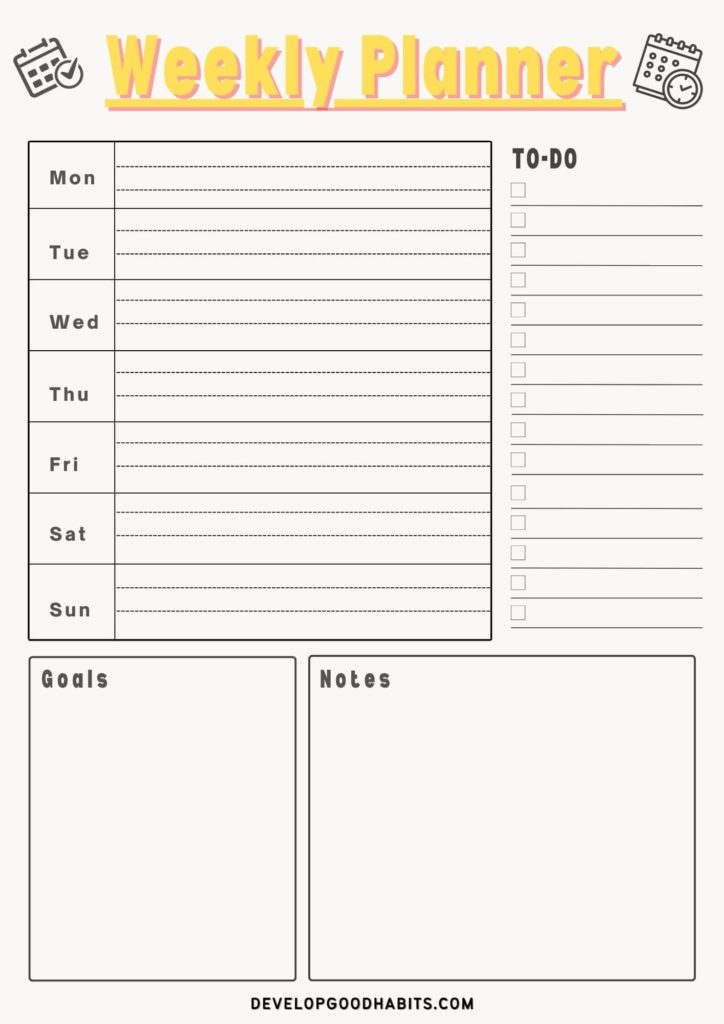 weekly planner template google docs | weekly planner template goodnotes | monthly planner template