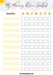 16 Morning Routine Charts to Print and Track Your Habits | Develop Good Habits