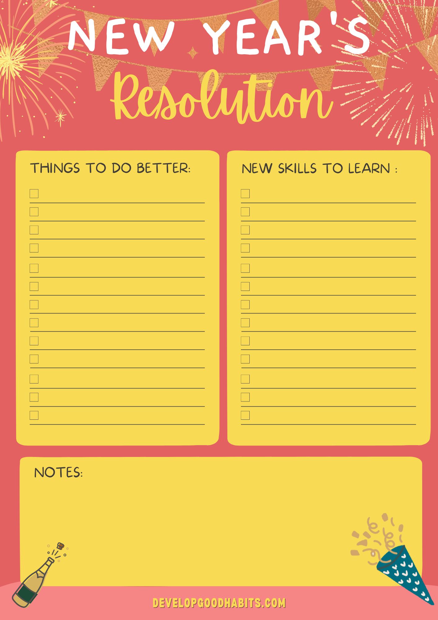 New Years Goals Template 2024