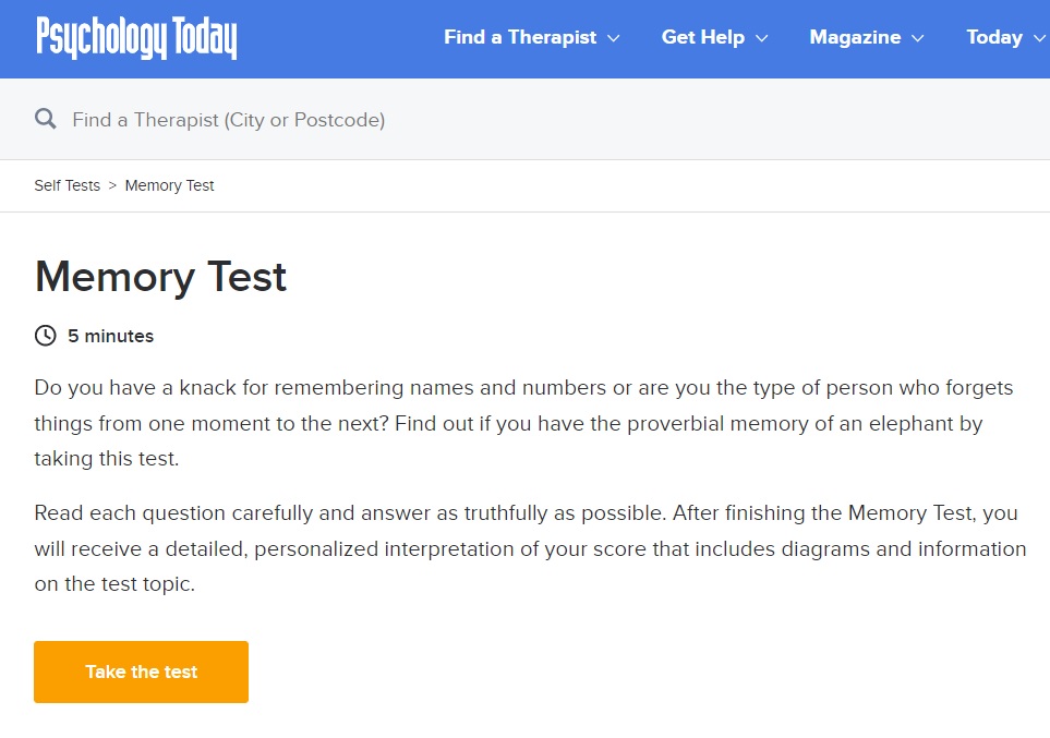 word memory test | types of memory tests psychology | memory test for dementia
