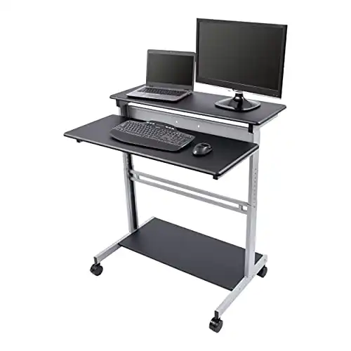 Stand Up Desk Store Rolling Adjustable Height Two Tier Standing Desk Computer Workstation