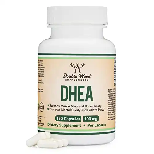 DHEA 100mg | 180 Capsules | Max Strength 6 Month Supply | Third Party Tested | Hormone Balance & Healthy Aging by Double Wood