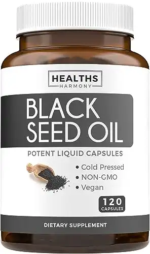 Black Seed Oil - 120 Softgel Capsules Skin Health (Non-GMO & Vegan)