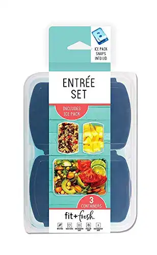 Fit & Fresh 216HL Entree Set with Ice Pack, 3 Reusable Portion Control Containers