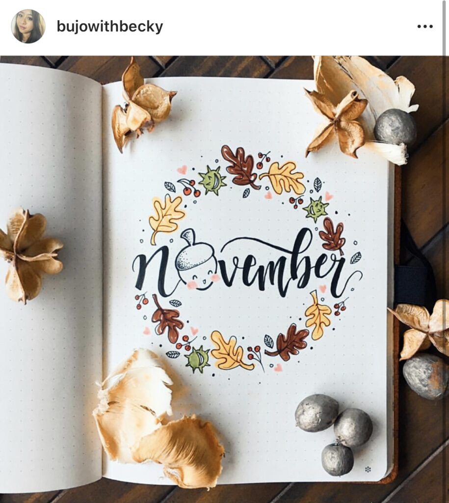 Artististic November bullet journal theme title page