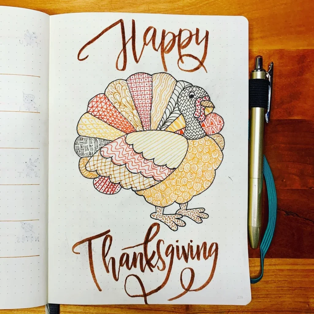 Classic November BUJO art Turkey Theme