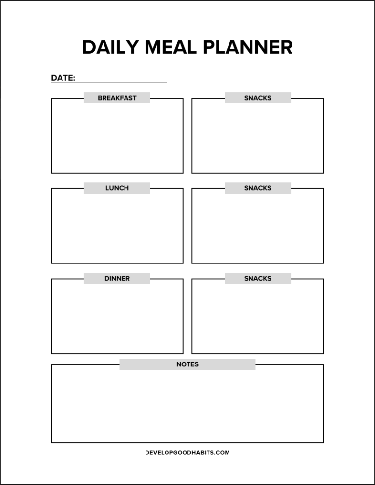 29 Printable Weekly Meal Planner Templates for 2026 – Self Help Resources